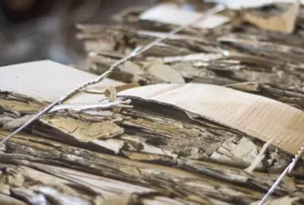 tight image of bailed cardboard