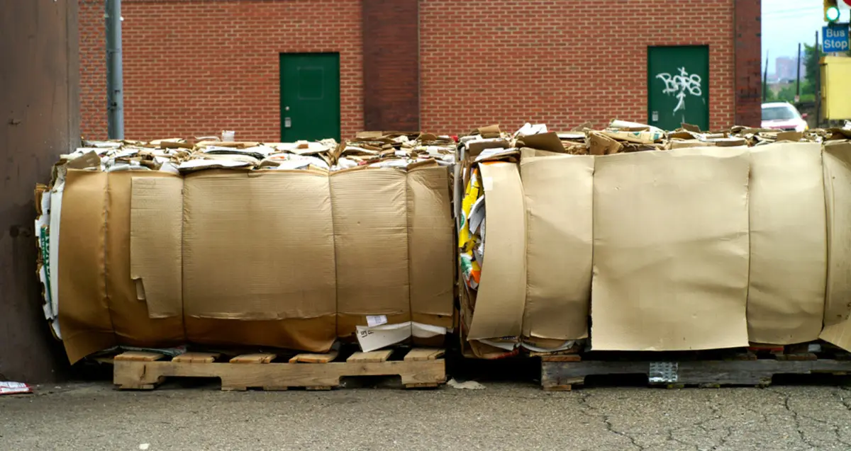 Three skids of bailed cardboard